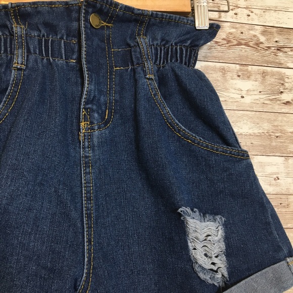 Wear Jeans Paperbag High Waist Distressed Shorts - Picture 2 of 5